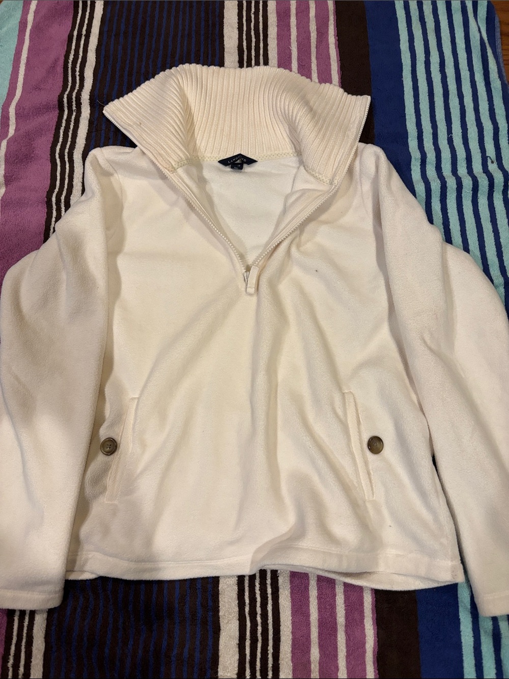 Lands' End Men's Ivory Half-Zip Pullover Sweater